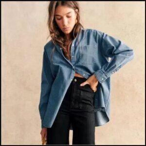 Sezane Max Shirt in Deep Blue Denim Size 32 0 EUC